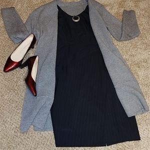 Navy blue pinstripe dress